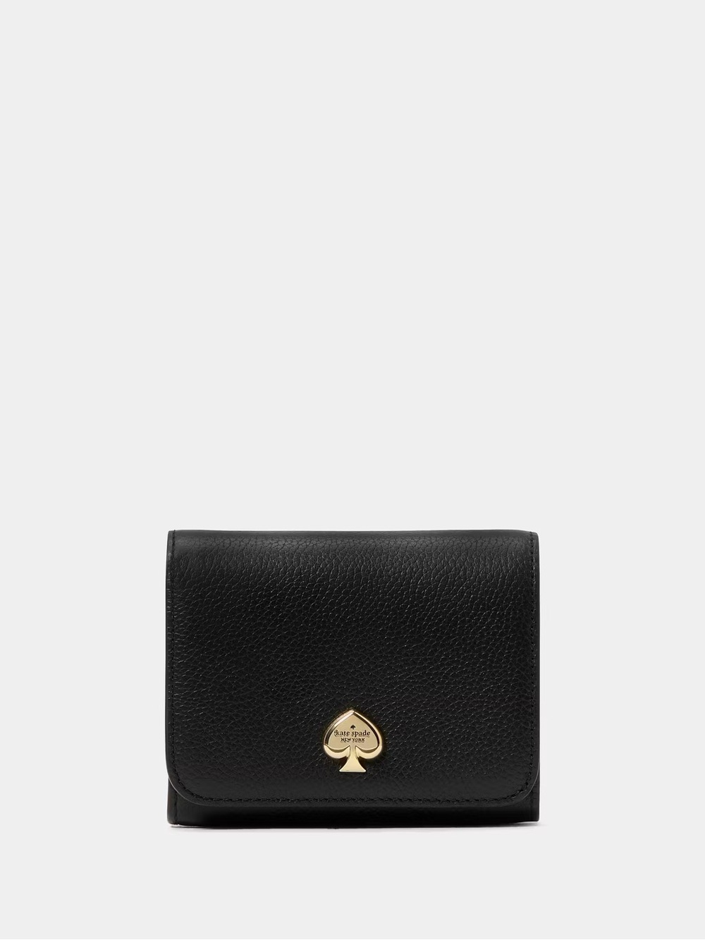 NWT Kate Spade Kayla Small L-Zip Wallet Pebble Leather Black Gold KK056 RARE